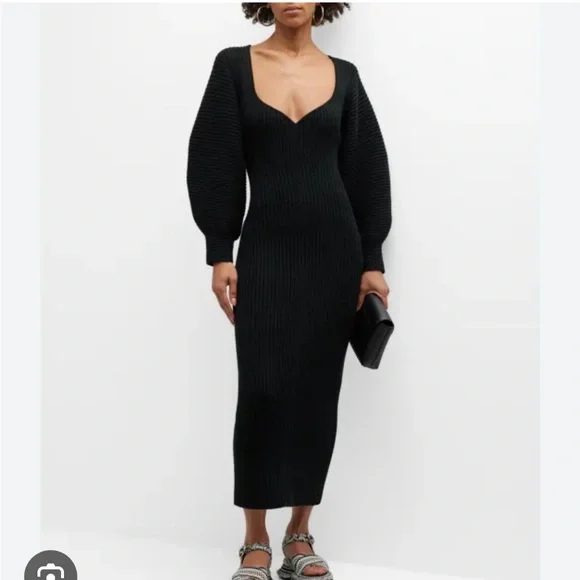 EUC Mara Hoffman Marilyn Ribbed Knit Sweater Dress in Black Sz XS - Picture 1 of 6